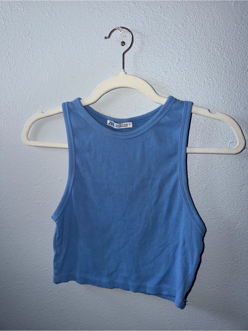Zara Ribbed Cropped Tank in Baby Blue 💙